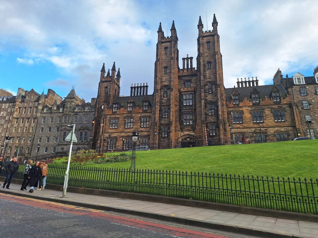 Majestic architecture of historic buildings in Edinburgh's city center, captured during a Full-Day Grand Tour of Edinburgh